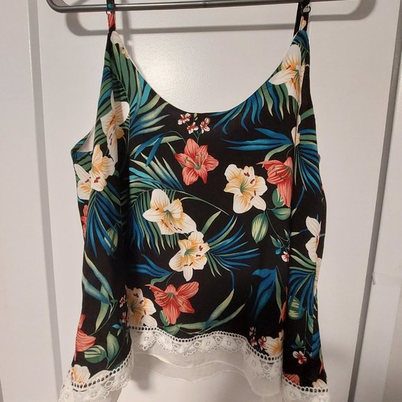 PORTO FORTUNO Women's Tropical Floral Design Camisole - Multi-Colors - Size Lge - Picture 4 of 5